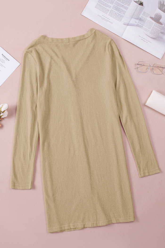 Cardigan ouvert à boutons de couleur unie-A WOMAN WE LOVE