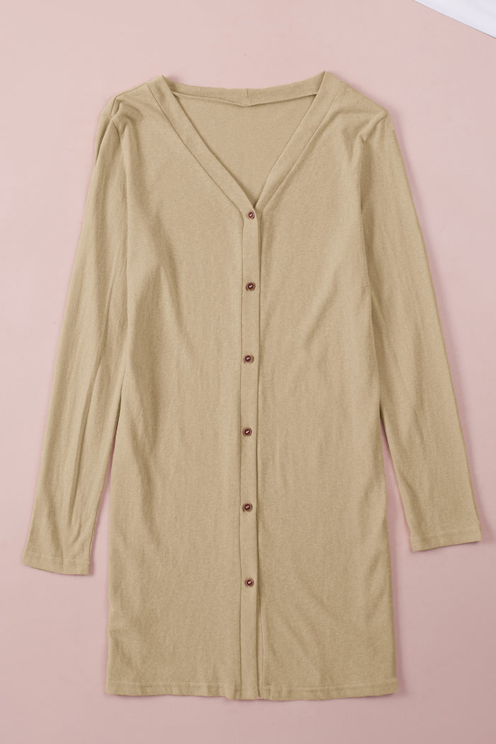 Cardigan ouvert à boutons de couleur unie-A WOMAN WE LOVE