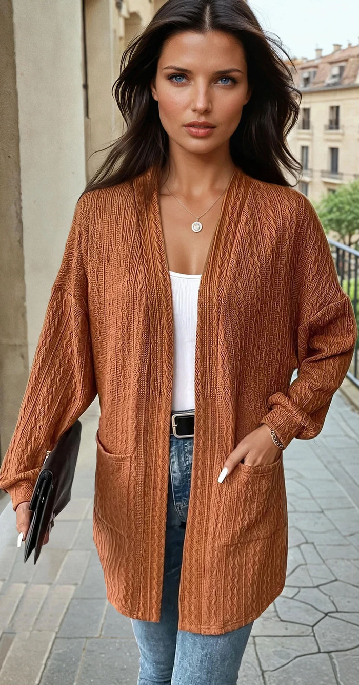 Cardigan ouvert sur le devant en tricot texturé *