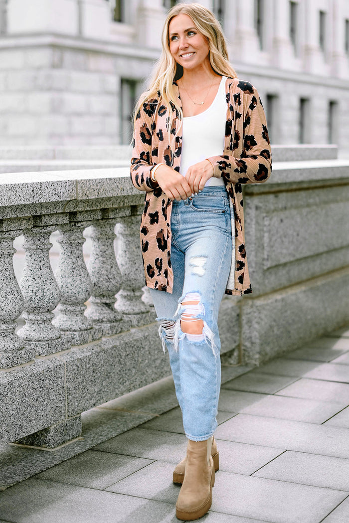 Cardigan ouvert sur le devant imprimé léopard-A WOMAN WE LOVE