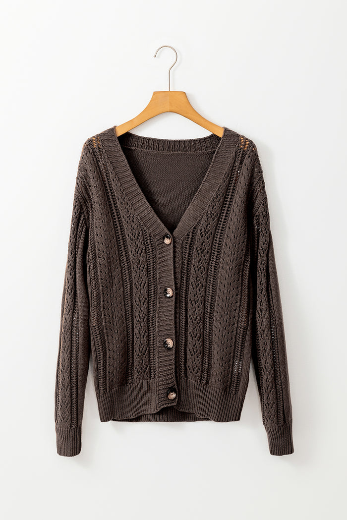 Cardigan pull kaki foncé en tricot ouvert à épaules tombantes *-A WOMAN WE LOVE