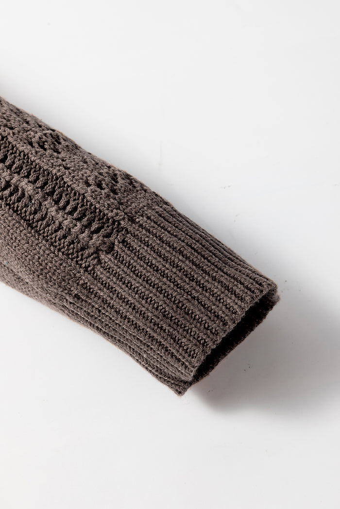 Cardigan pull kaki foncé en tricot ouvert à épaules tombantes *-A WOMAN WE LOVE