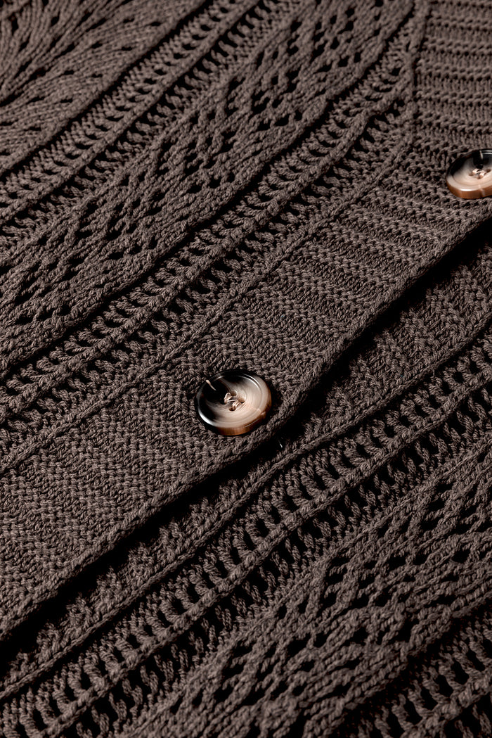 Cardigan pull kaki foncé en tricot ouvert à épaules tombantes *-A WOMAN WE LOVE