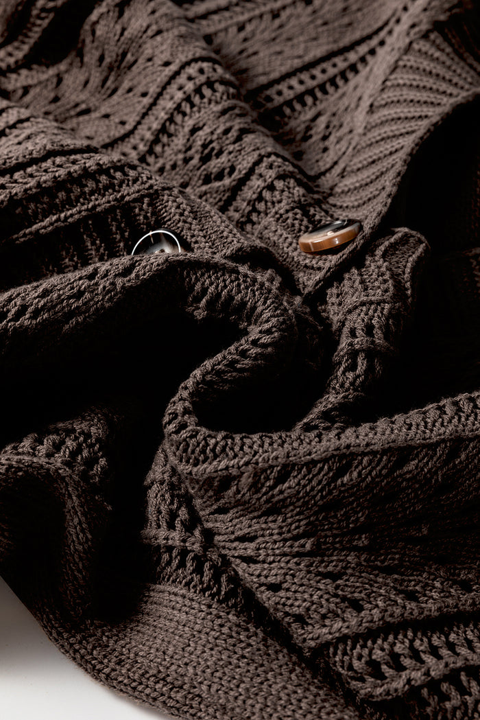 Cardigan pull kaki foncé en tricot ouvert à épaules tombantes *-A WOMAN WE LOVE