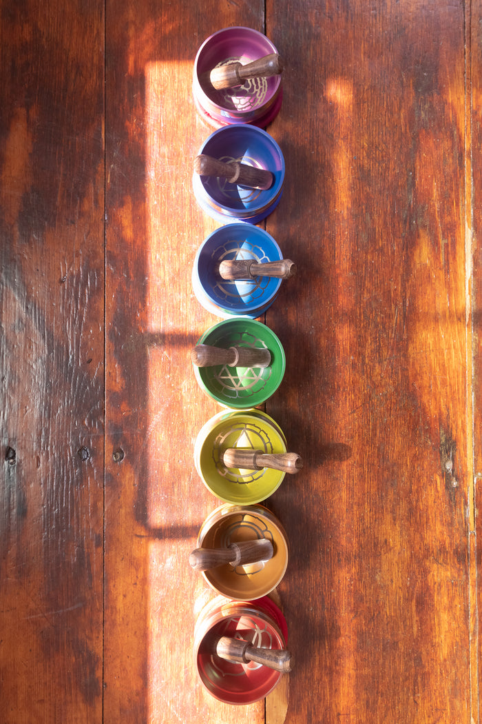 Chakra Singing Bowl With Silk Case in Heart - Green