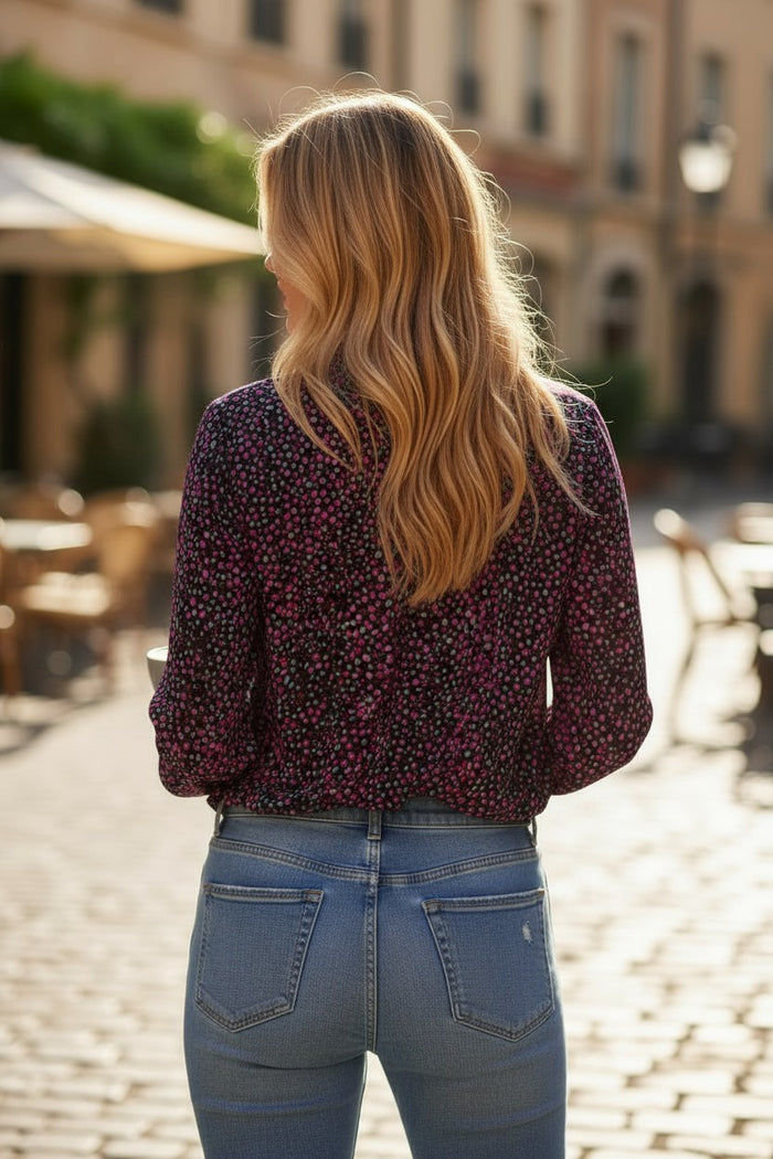 Chemise décontractée boutonnée imprimée à pois *