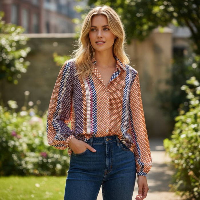 Chemise droite boutonnée à manches longues *