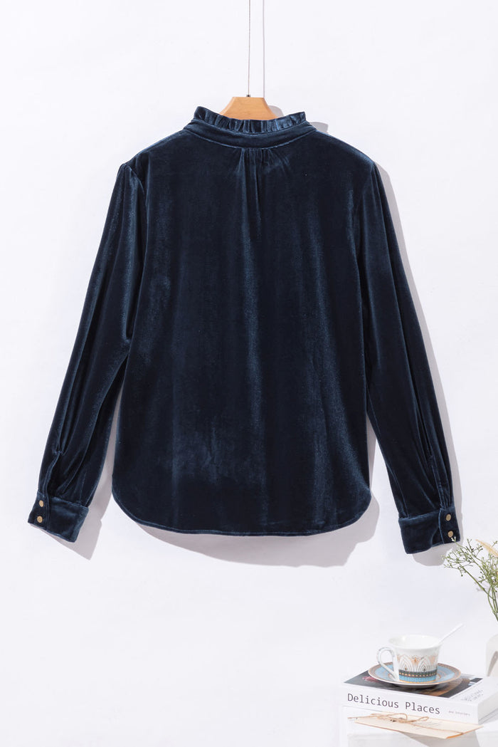 Chemise en velours bleu marine boutonné *