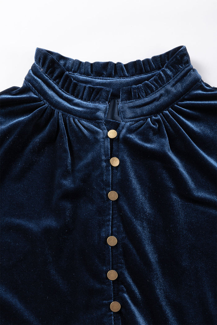 Chemise en velours bleu marine boutonné *