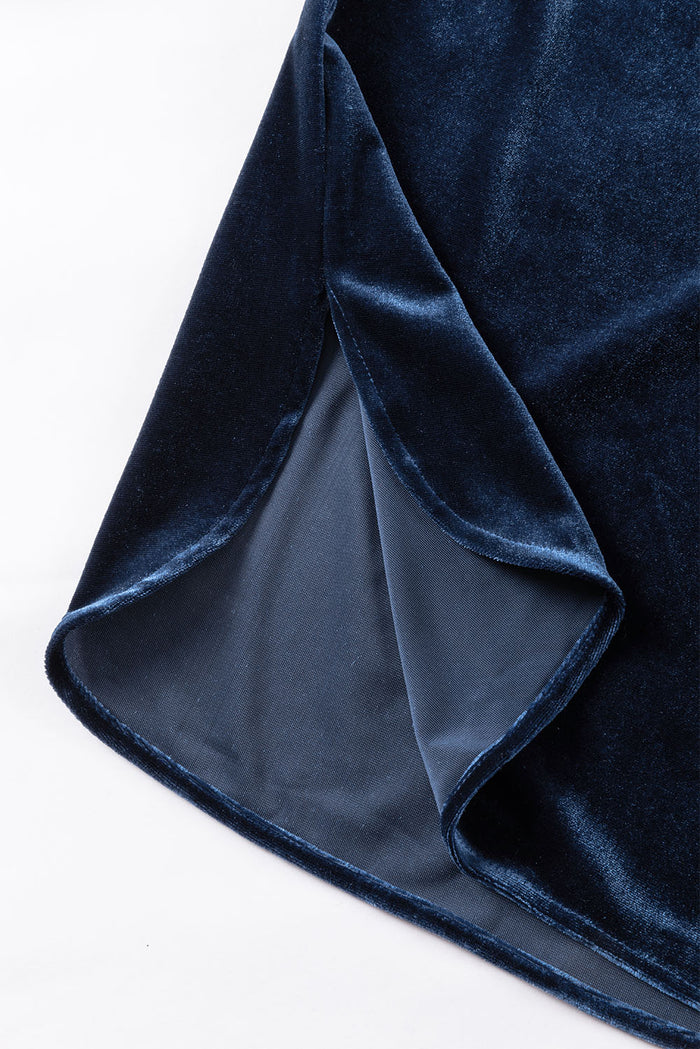 Chemise en velours bleu marine boutonné *