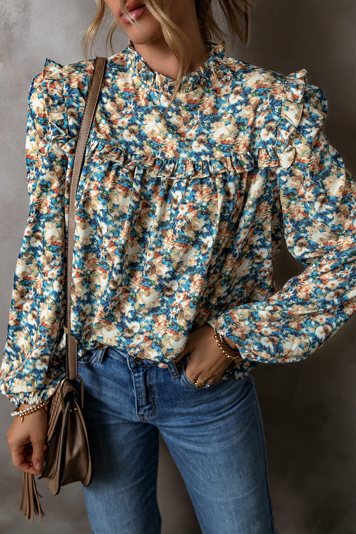 Chemisier bleu ciel à manches bouffantes *-A WOMAN WE LOVE