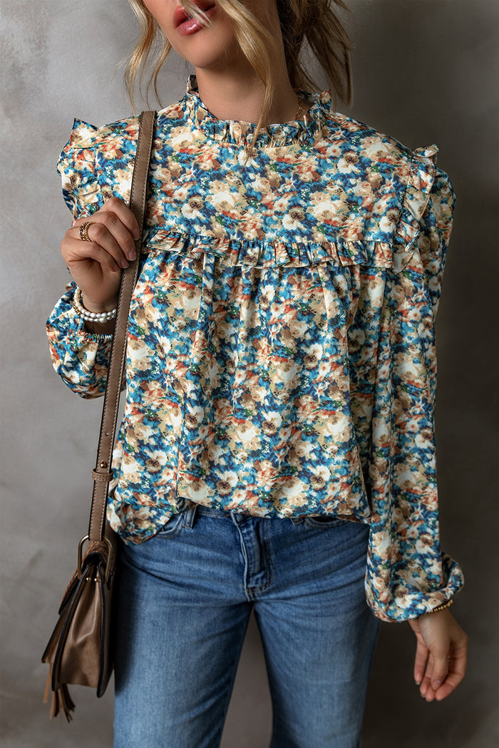 Chemisier bleu ciel à manches bouffantes *-A WOMAN WE LOVE