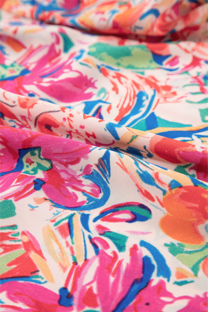 Chemisier d'été multicolore à manches volantées et col en V-A WOMAN WE LOVE