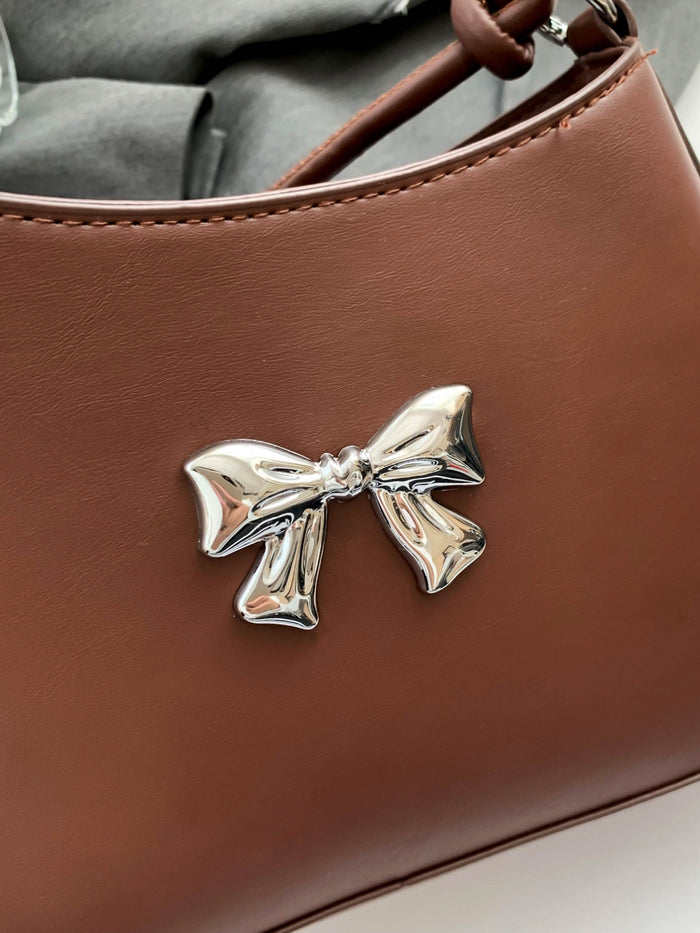Chic Bow PU Leather Knotted Strap Handbag for Any Occasion
