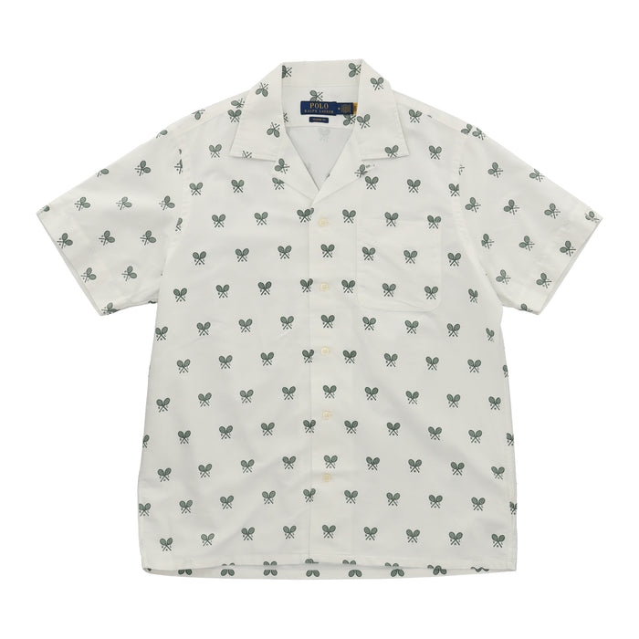 Classic Fit Racquet-Print Oxford Shirt White