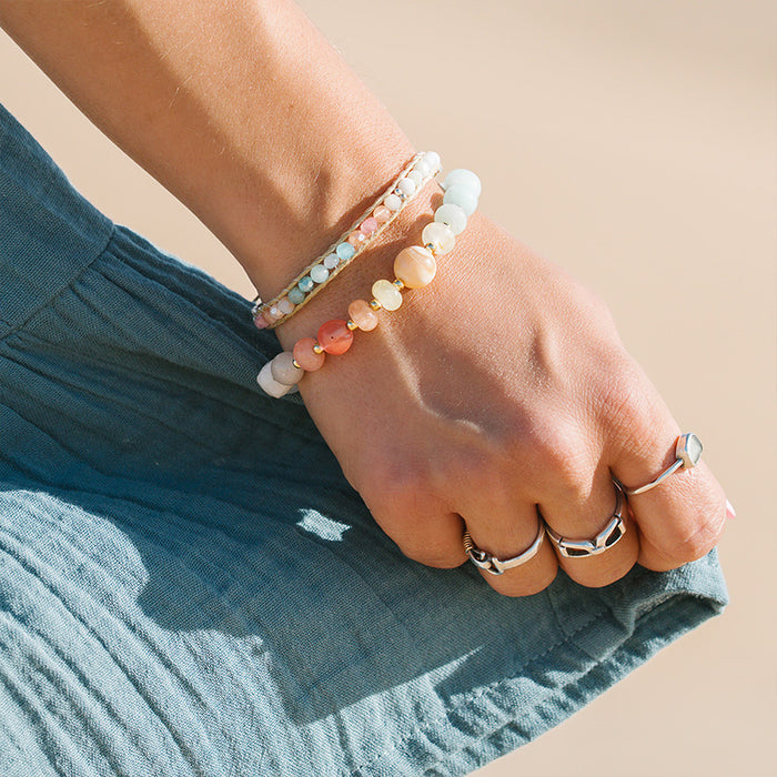 Coconut Crush Healing Bracelet, stacked on wrist