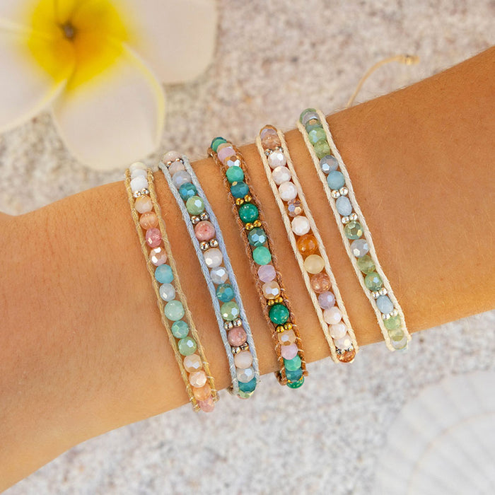 Coconut Crush Healing Bracelet, bracelet lineup on wrist
