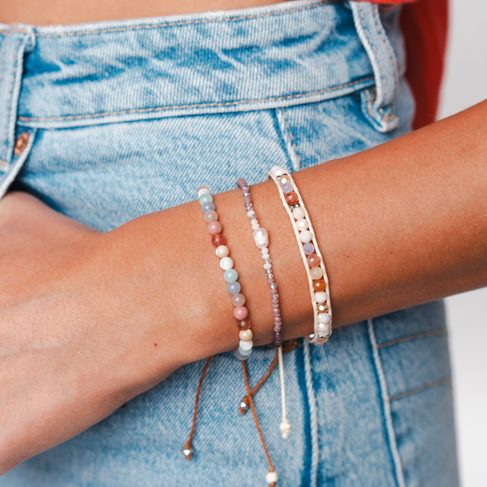 Compassion Healing 4mm Bracelet, stacked on wrist