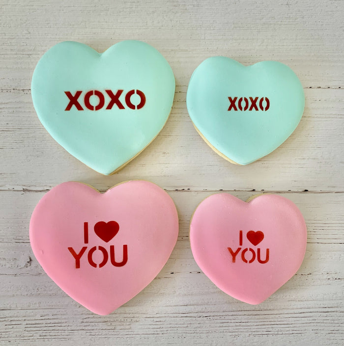 Conversation Hearts Cookie Stencil Set bakeartstencil
