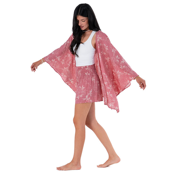 Coral Bloom Butterfly Kimono, side
