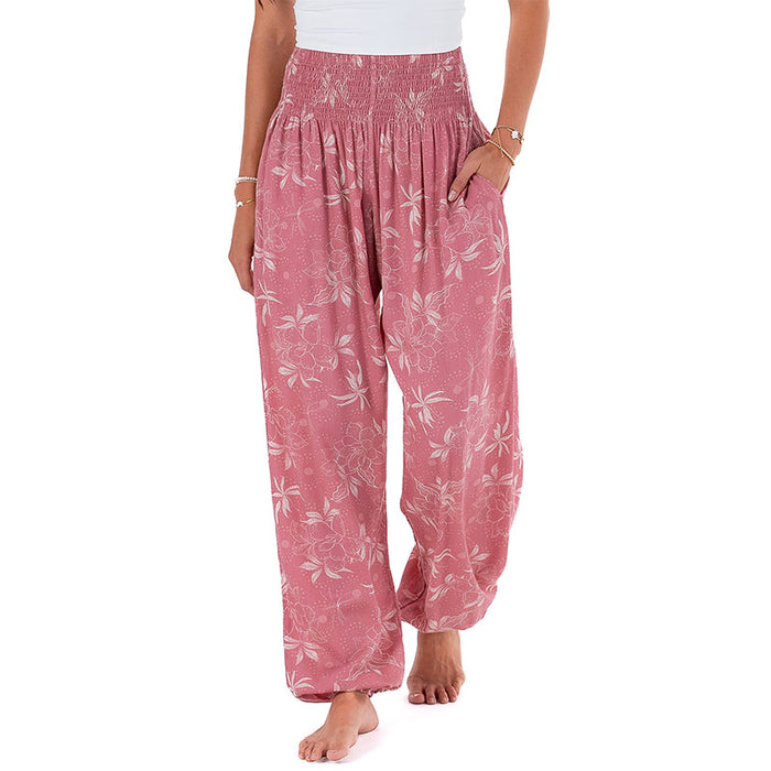 Coral Bloom Harem Pants, front, cropped to pants