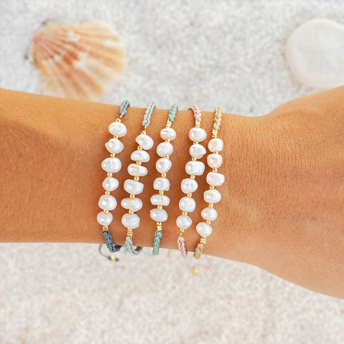 Coral Mermaids Pearl Bracelet, pearl bracelets on wrist