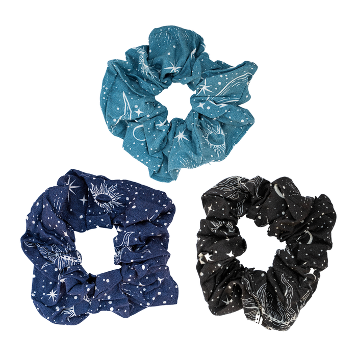 Cosmic Sky Scrunchie Pack of 3, flat lay