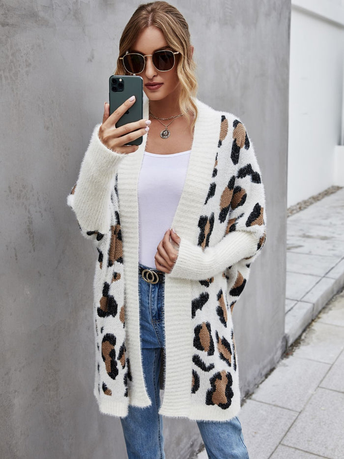 Cozy Angel Wings Leopard Print Fuzzy Cardigan