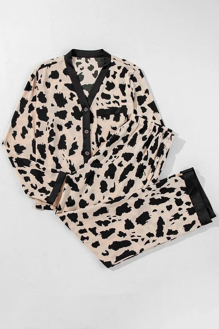 Cozy Button-Up Lounge Set with Long Sleeves & Pants