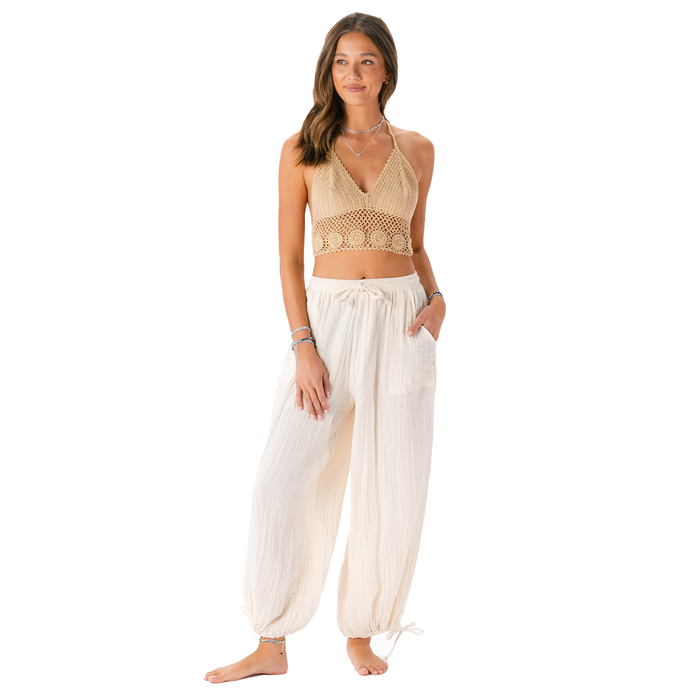 Cream Adventure Cargo Pants, front