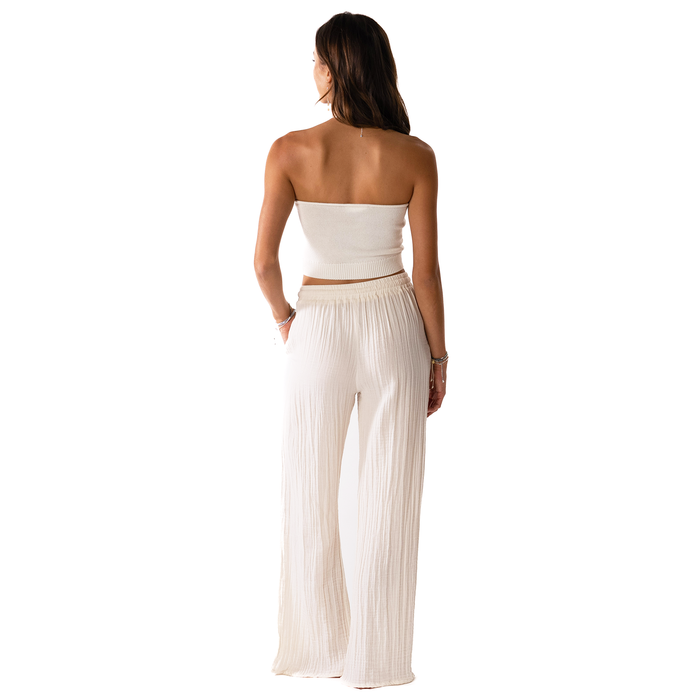 Cream Cotton Cabana Pants, back