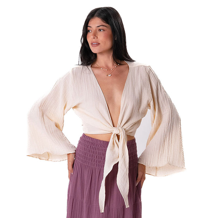 Cream Cotton Daydreamer Top, front