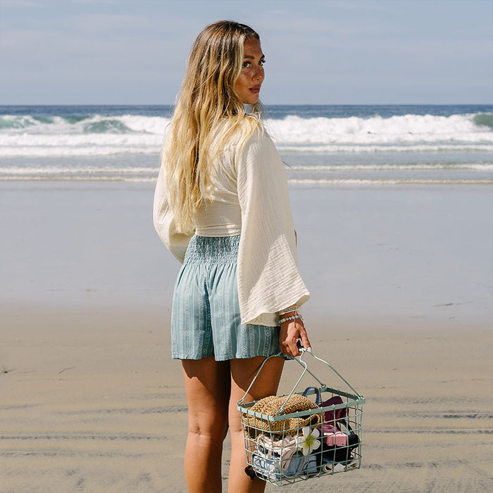 Cream Cotton Daydreamer Top, back on the beach
