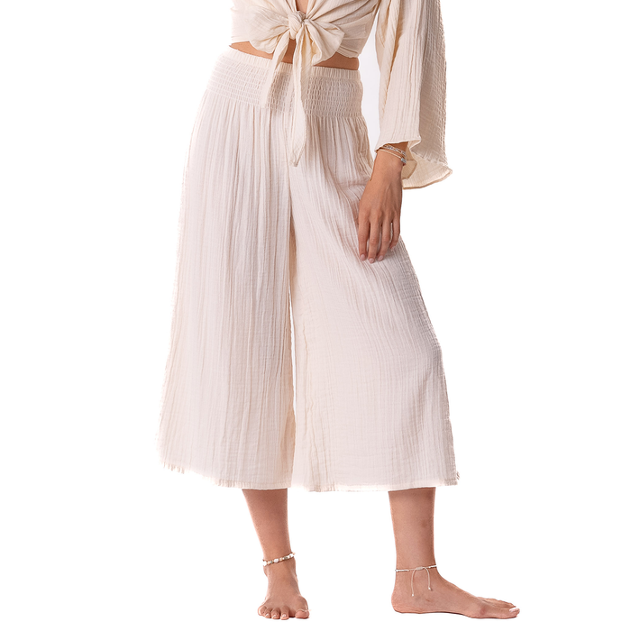 Cream Lagoon Cropped Pants, front, waist down