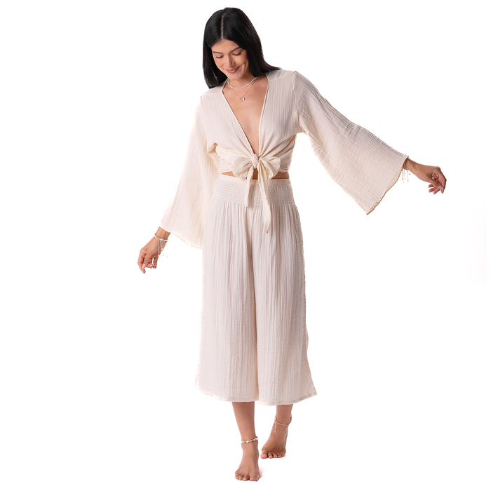 Cream Lagoon Cropped Pants, front