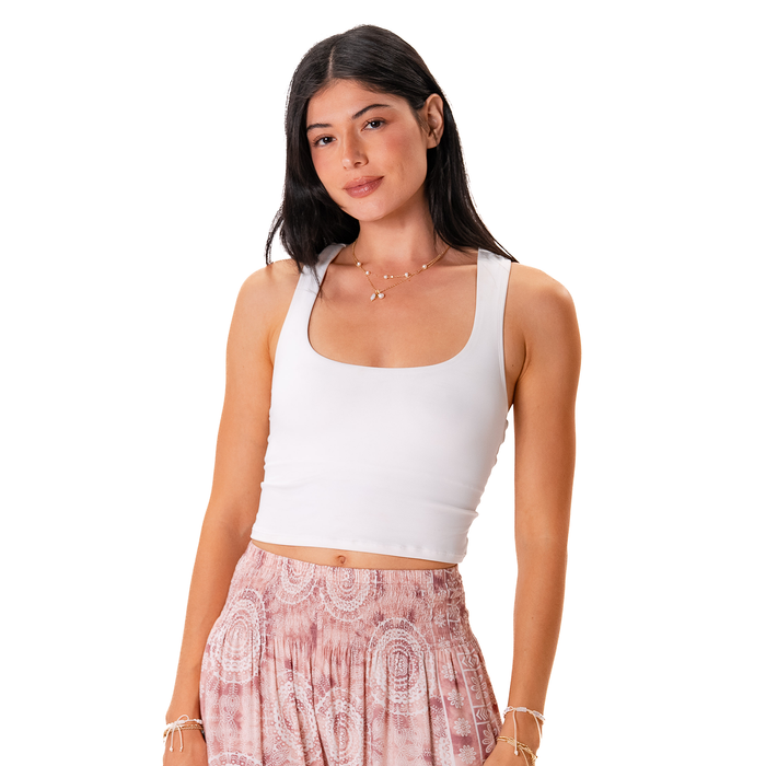 Cream Vinyasa Tank, front
