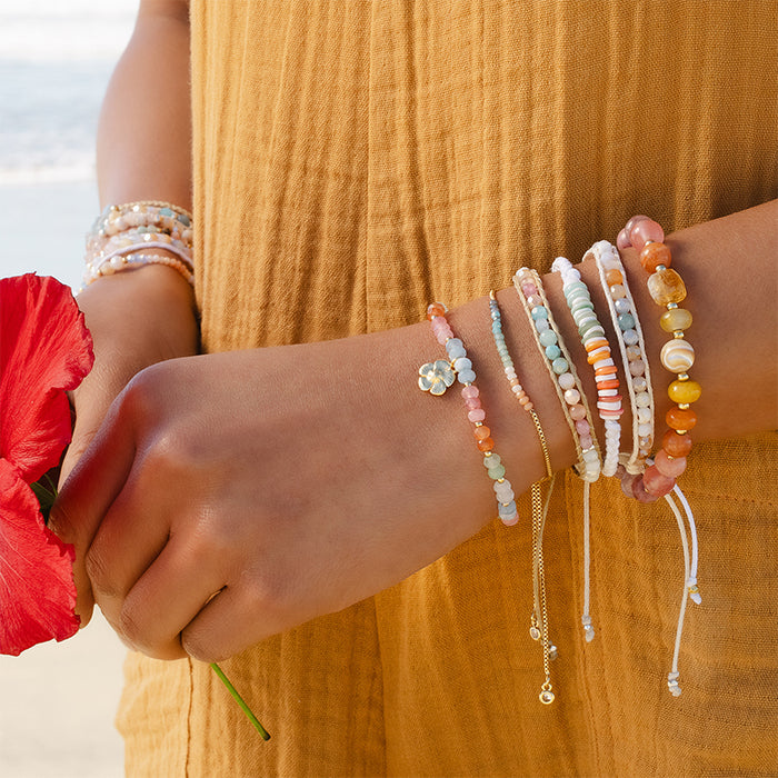 "Create Your Own Sunshine" Goddess Bracelet, stacked on wrist