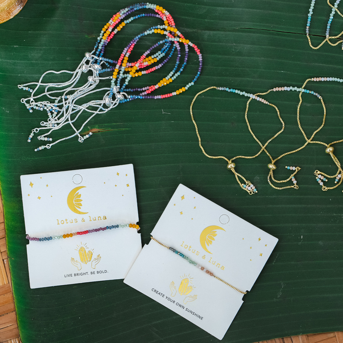 "Create Your Own Sunshine" Goddess Bracelet, stacked on ankle