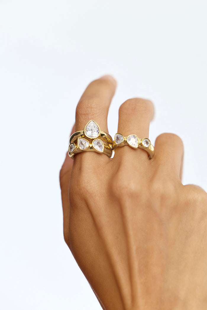 ACLER ONLINE AU DAMON TRIPLE STACK RING AJ2510025R-GOLD-GOL-OS