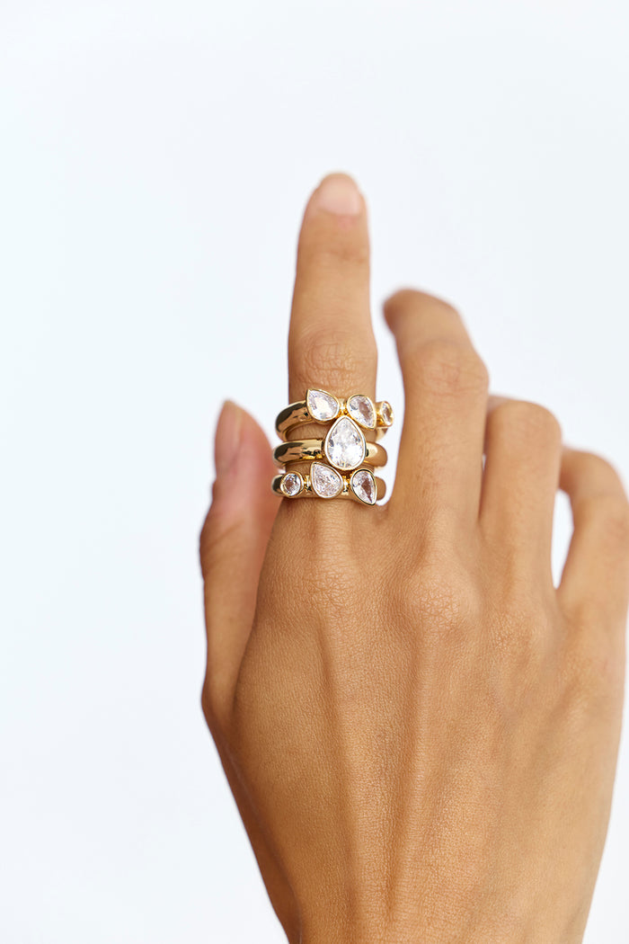ACLER ONLINE AU DAMON TRIPLE STACK RING AJ2510025R-GOLD-GOL-OS
