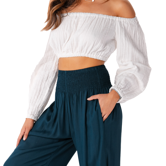 Deep Teal Harem Pants, detail