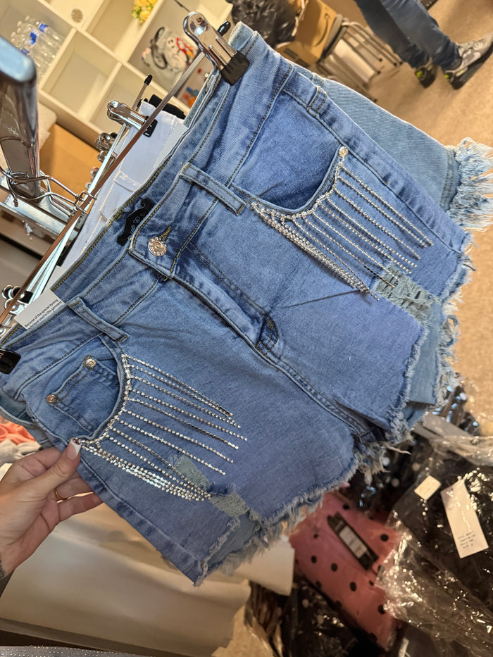 Diamond Pocket Denim Shorts