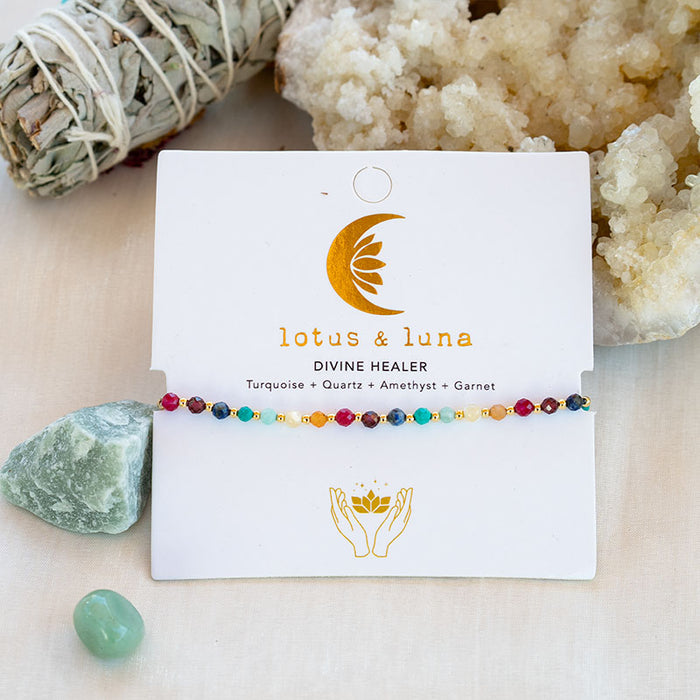 Divine Healer 3mm Healing Bracelet, flat lay on card