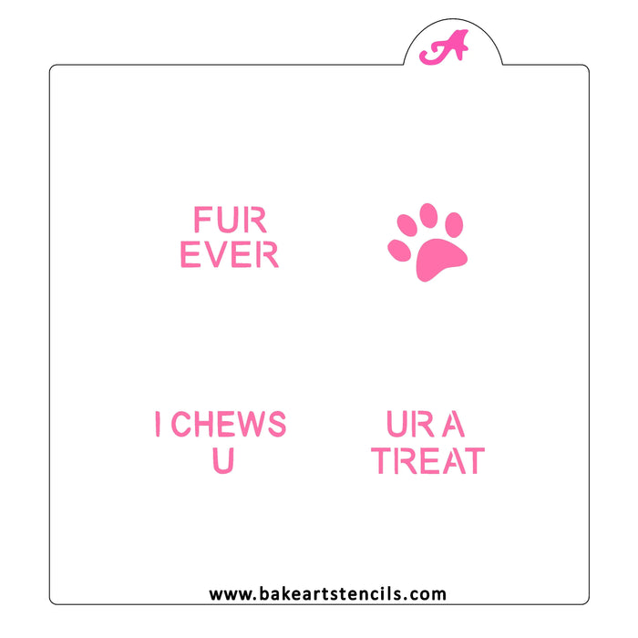 Dog Lovers Conversation Hearts Stencil bakeartstencil