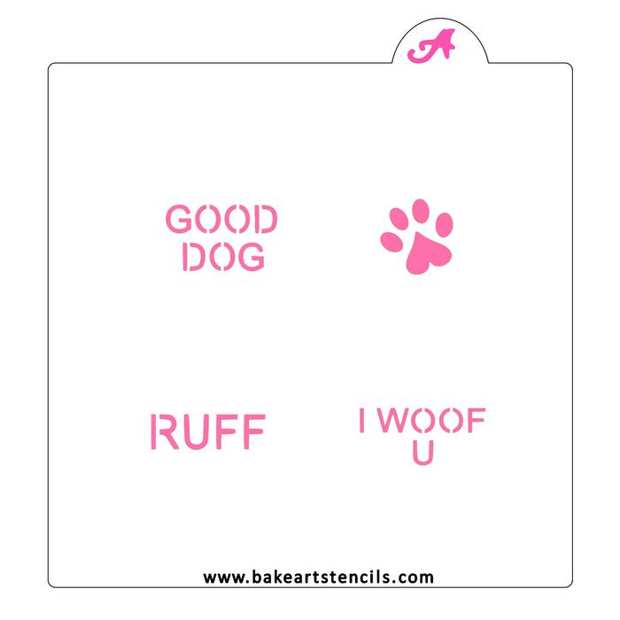 Dog Lovers Conversation Hearts Stencil bakeartstencil