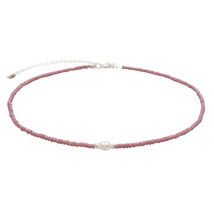 "Dreams Do Come True" Goddess Necklace, flat lay pink beads