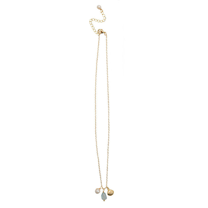 Drift Away Onshore Necklace, flat lay gold chain