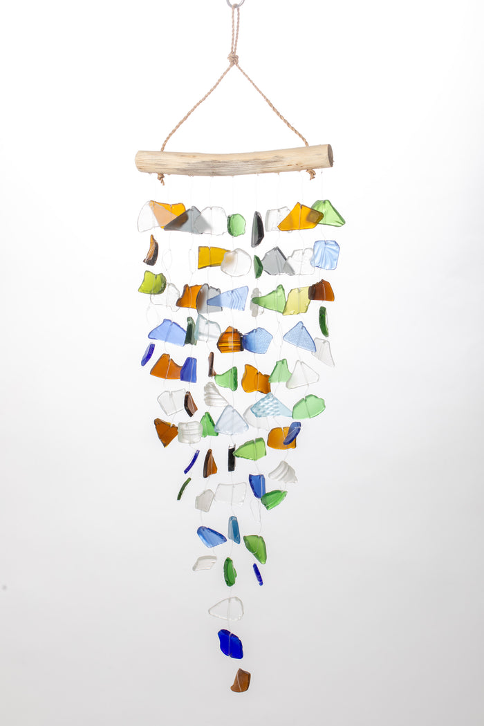 Driftwood Seaglass Wind Chime in Blue