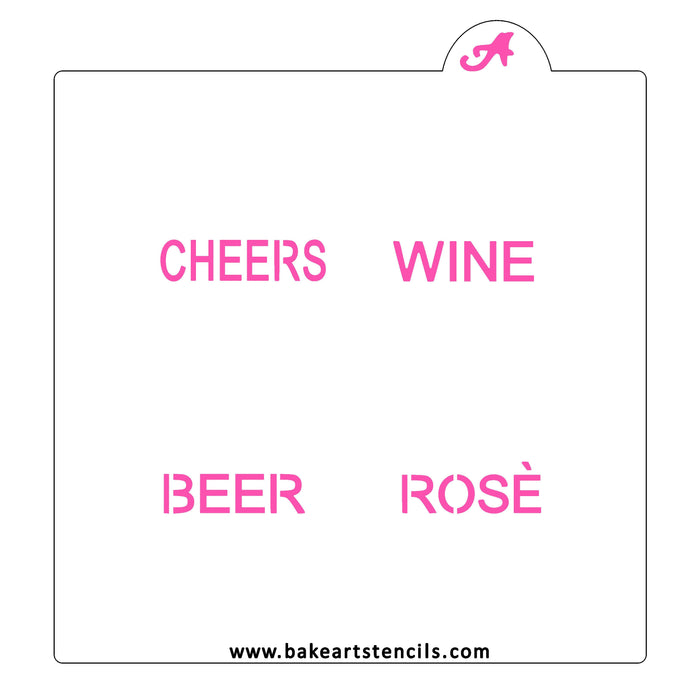 Drinks Conversation Hearts Cookie Stencil bakeartstencils