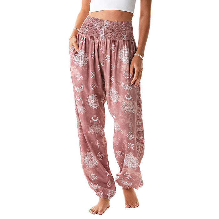 Dusty Rose Lotus Moon Harem Pants, front